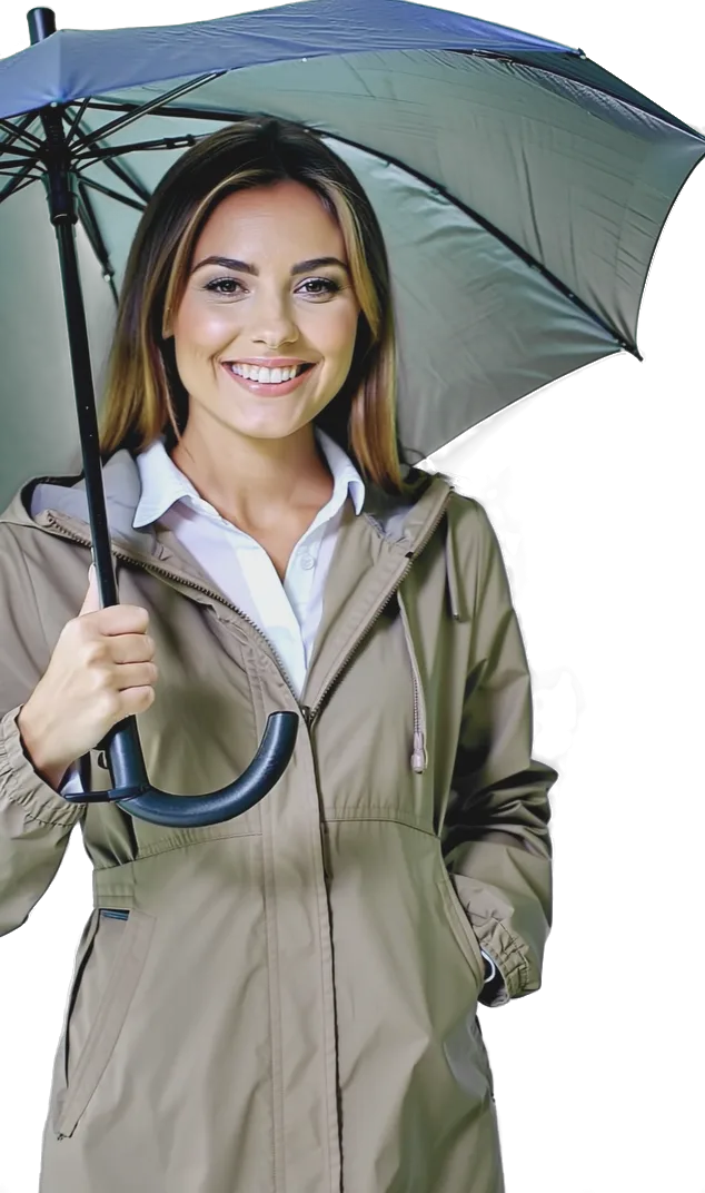 Meleg ruhát esernyővel