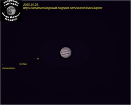 Jupiter és három Galilei holdja