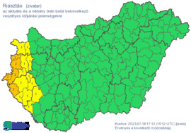 Narancs riasztás került ki heves zivatarra