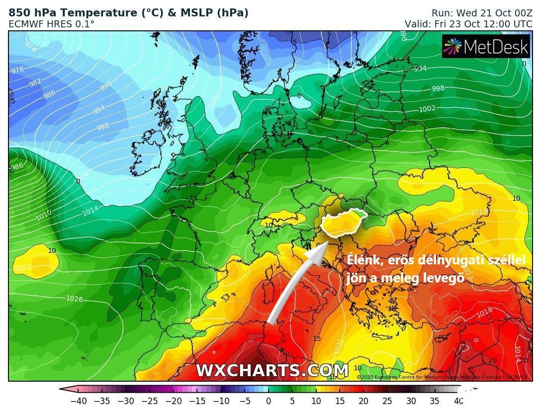 850 hPa hőmérséklet (valószínűségi)