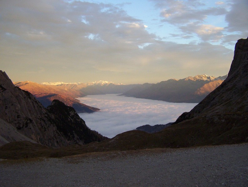 Lienzi dolomitok, gyönyörű napkelte