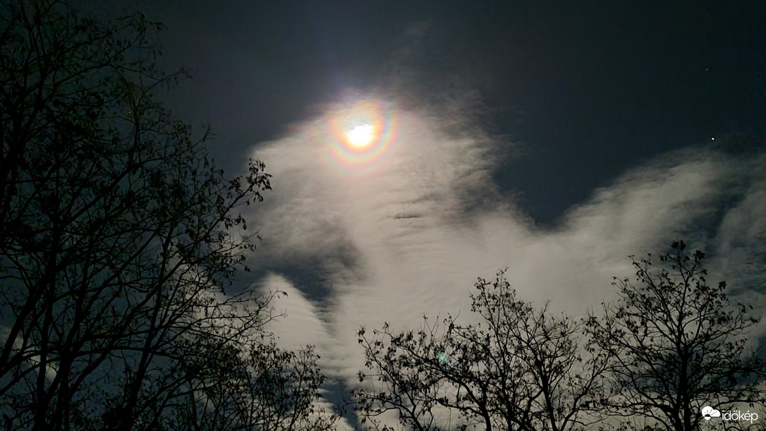 Telihold felhők mögött