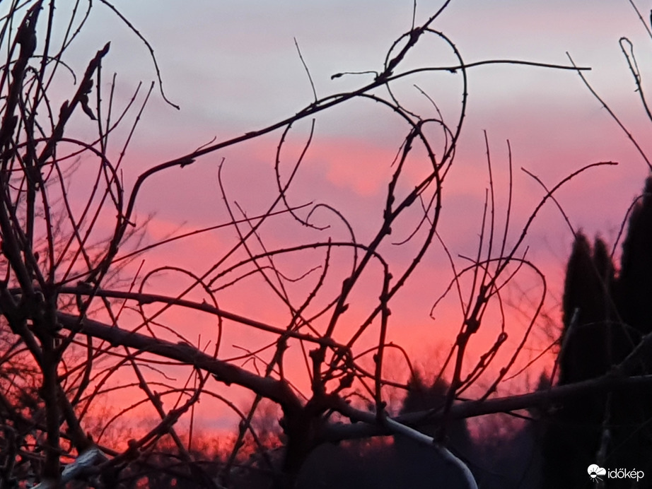 Napnyugta után fél órával...pinkben pompázó ég alja