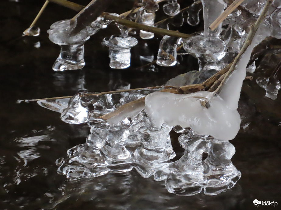 Fagy és víz alkotása a Perint-patakon