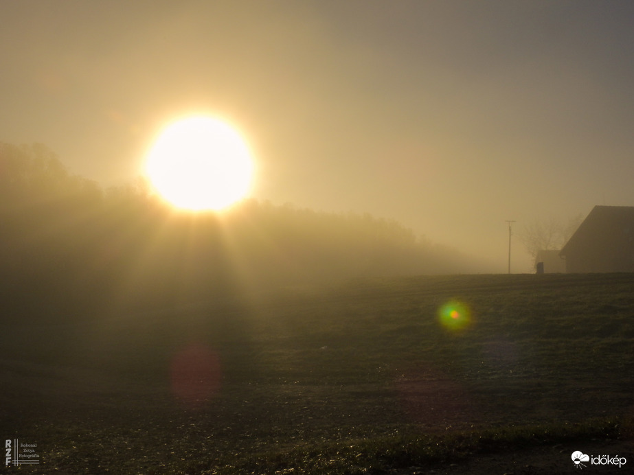 Ködös reggel a tiszalöki Kis-Tiszán
