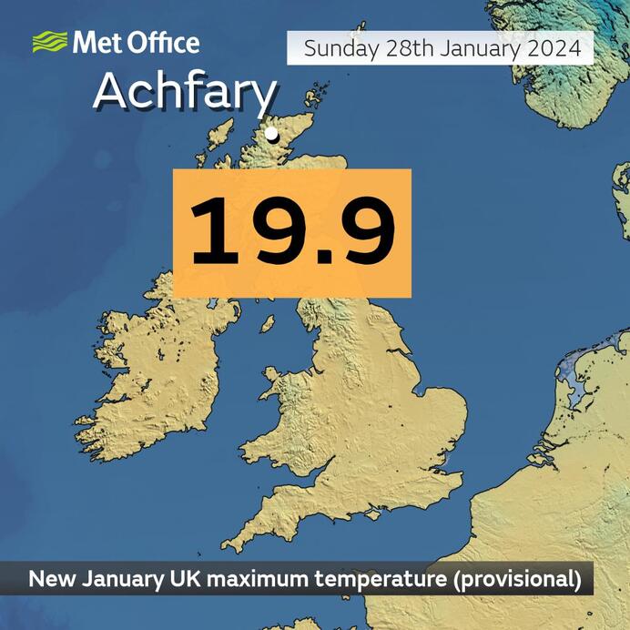 Közel 20 fok Skóciában (Forrás: Met Office)