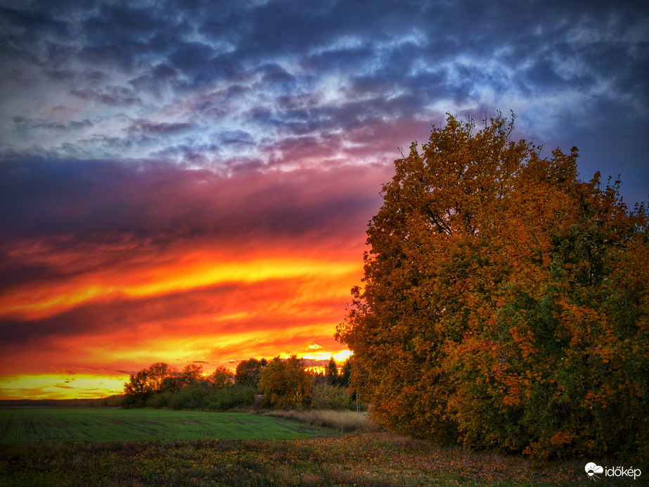 Őszi színek naplementéje