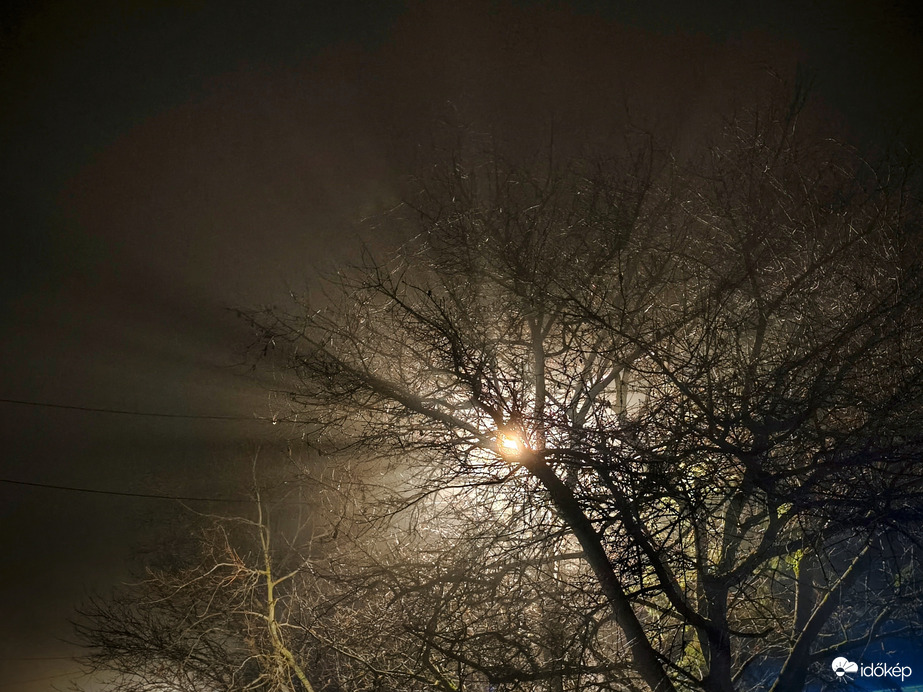Lámpafényes ködös decemberi éjjel