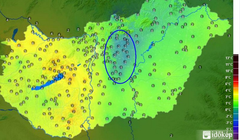 Sekély köd hatása a hőmérsékletre.