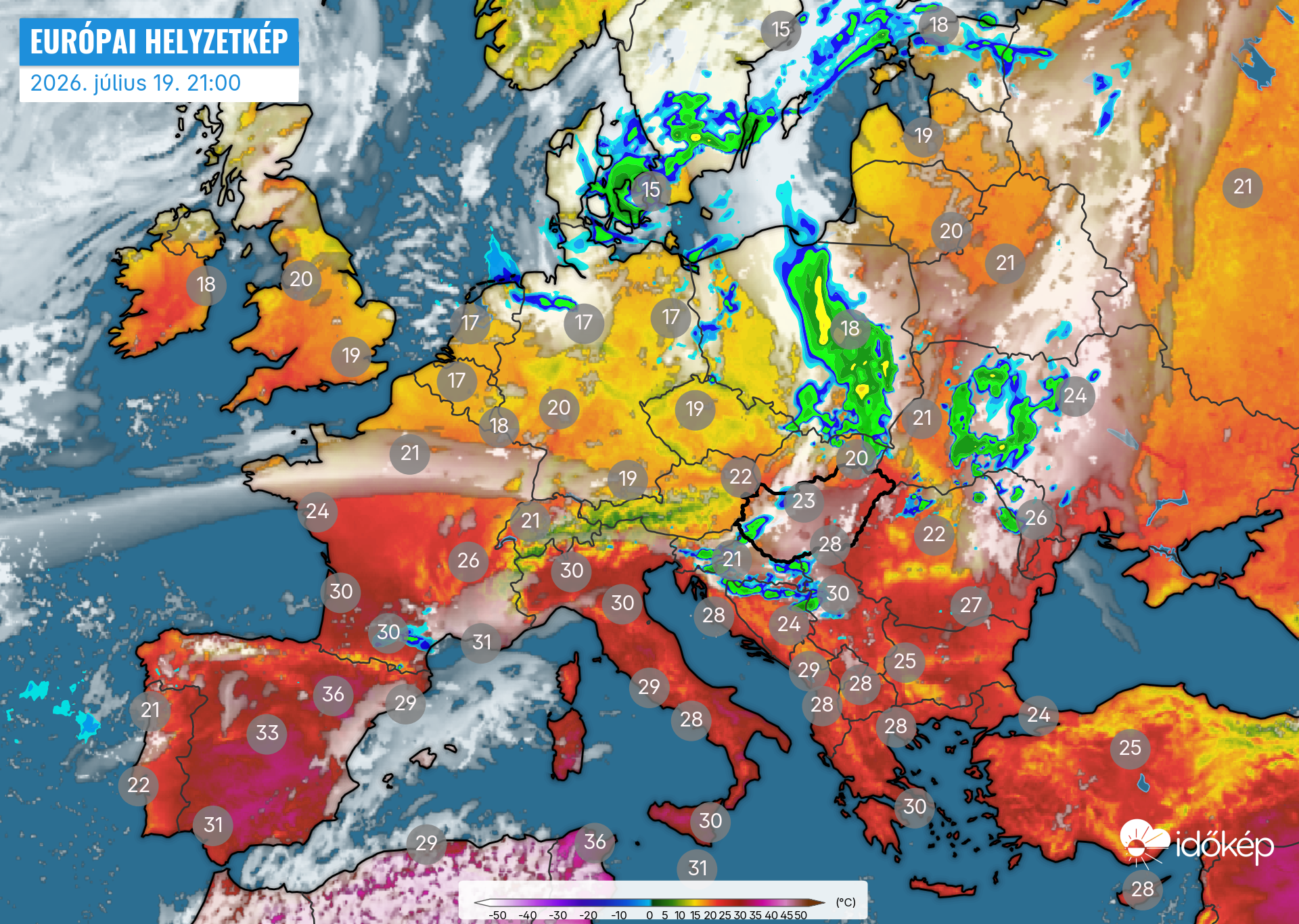 ICON-EU előrejelzés - Vasárnap 21:00
